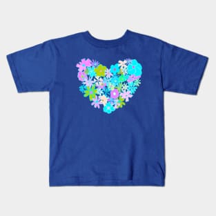 Vintage flower power heart design Kids T-Shirt